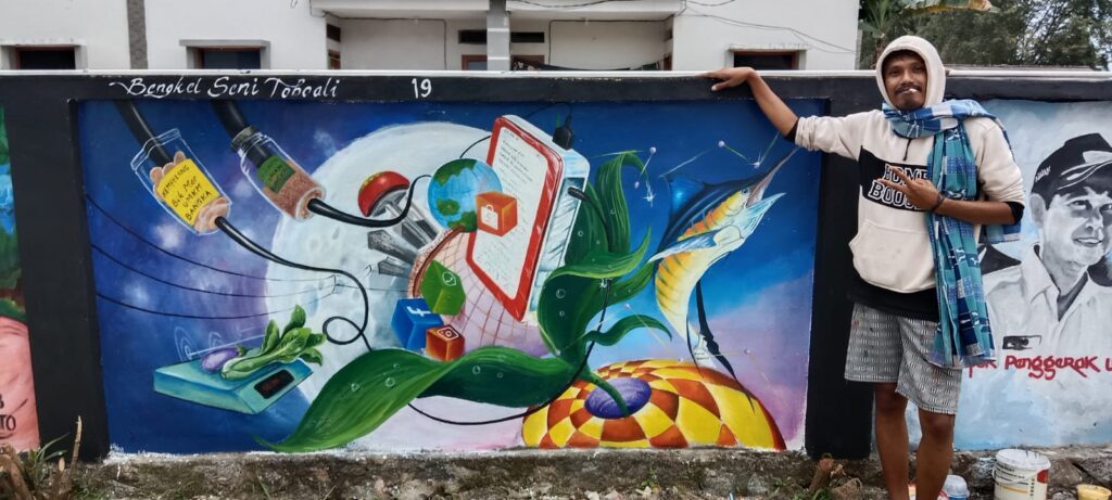 Karya Deni BST Juarai Lomba Mural PWI Bangka, Ini Konsep yang Diusung