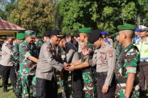 Polres Bateng Bersama Korem 045/Gaya Gelar Apel dan Halal Bihalal
