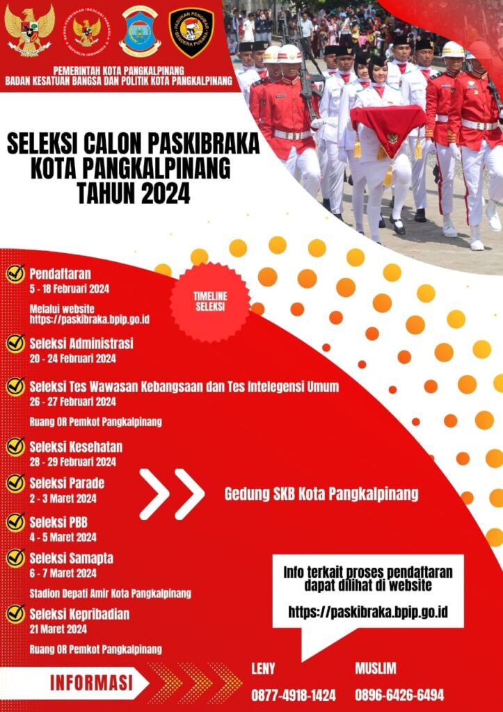 Kota Pangkalpinang Buka Seleksi Paskibraka Tahun 2024, Berikut Persyaratannya!