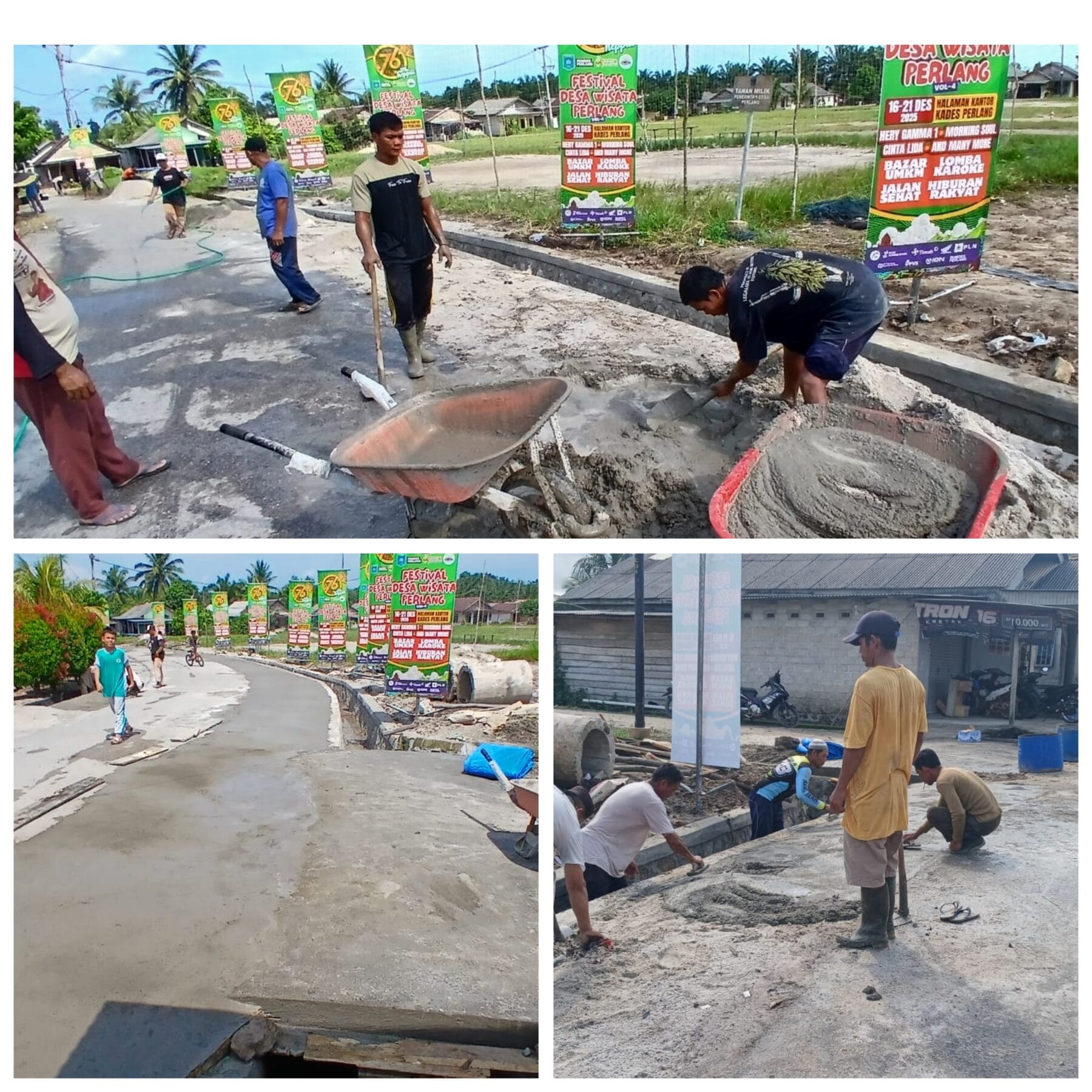 ‎Warga Desa Perlang Kompak Semen Bahu Jalan, Jaga Aset Pemda Bangka Tengah dari Kerusakan