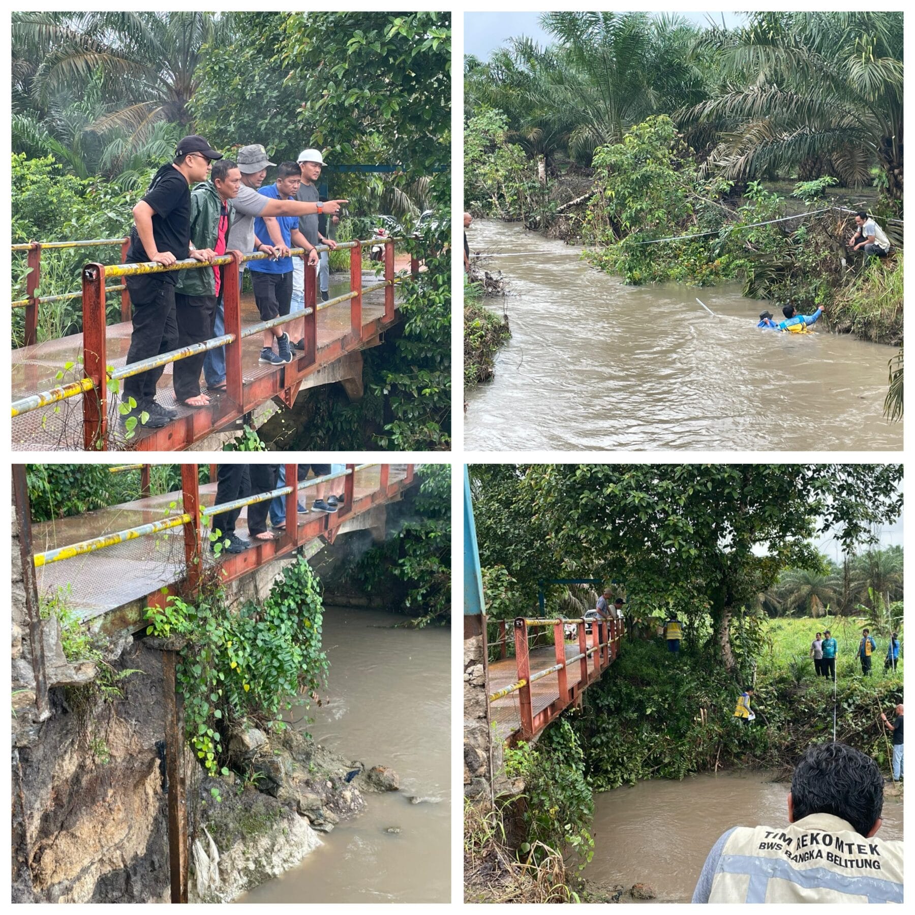 ‎Dinas PUPR Bateng dan BWS Babel Turun, Segera Tangani Jembatan Longsor di Desa Jelutung 